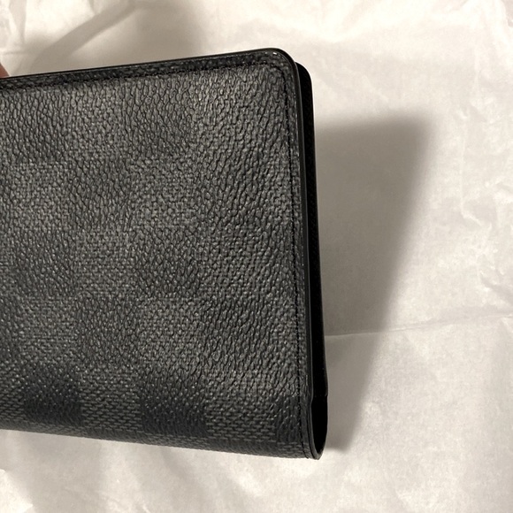 EUC [Louis Vuitton] Checkered Long Unisex Wallet Credit Card Holder Black/Grey - Picture 14 of 16